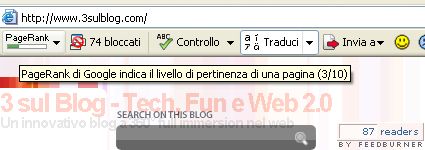 Concluso l'aggiornamento del PageRank di Google: Risultato 3sulBlog.com PR3