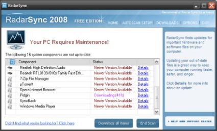 Radarsync Mantieni Aggiornati Driver Software e Windows in un colpo solo