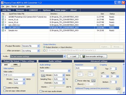 Convertire filmati MOV e QT in AVI o MPEG
