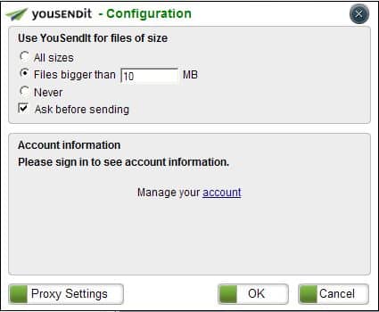 Configurazione YouSendIT