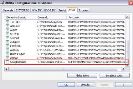 utilita configurazione sistema